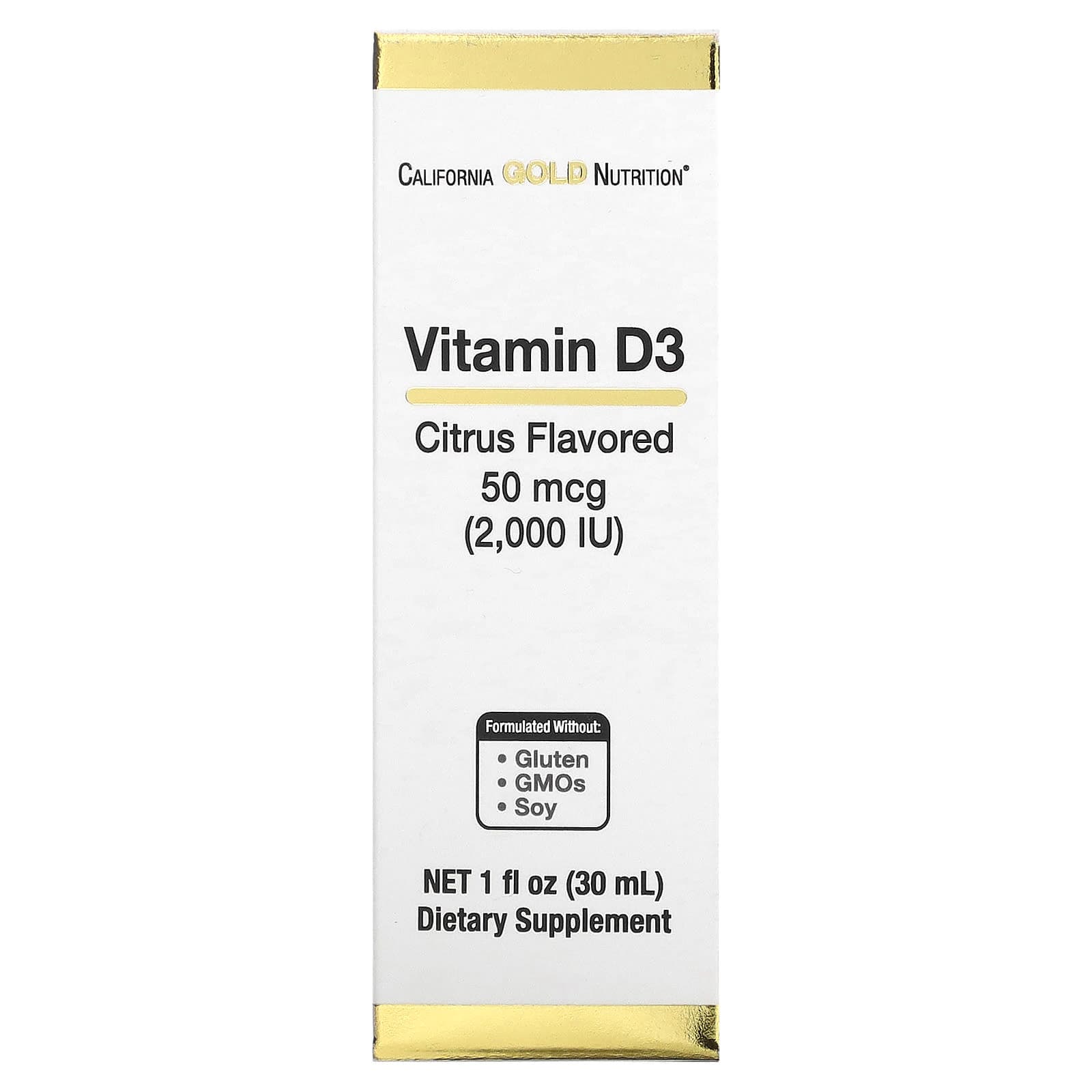 California Gold Nutrition, Vitamin D3 (Citrus), 2,000 IU, 1 fl oz (30 ml)