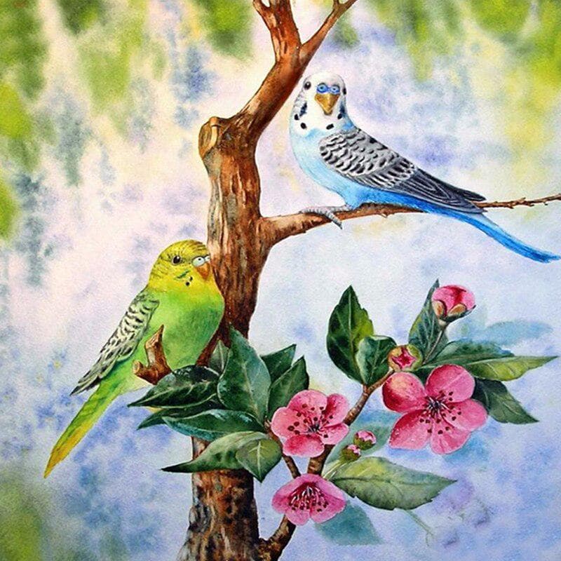 DIY 5D Diamond Painting Bird Flower Full Round Diamond Embroidery Cross Stitch 30x30CM