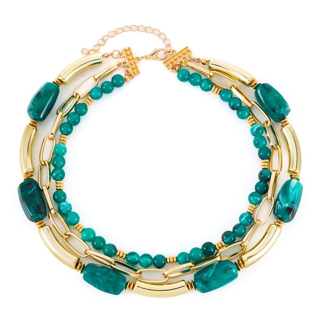 Bohemian Acrylic Bamboo Beads Choker Necklace for Women Chunky Jewelry Accessories