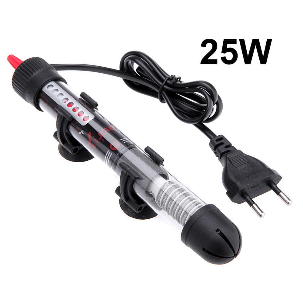 Submersible Heater Heating Rod for Aquarium Glass Fish Tank Temperature Adjustment 220-240V 25 black