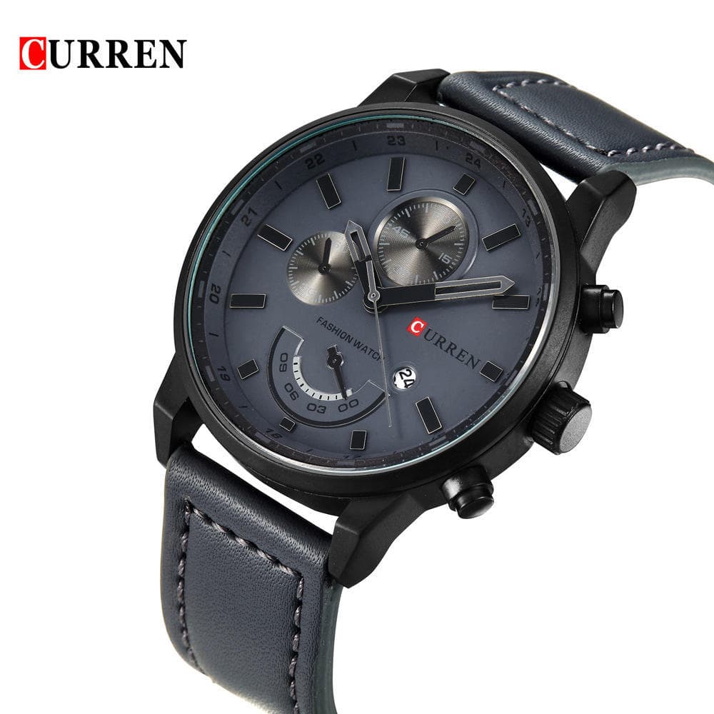 CURREN New Brand Fashion Quartz Men Watch PU Leather W/ Calendar 3ATM Water-resistant Man Casual