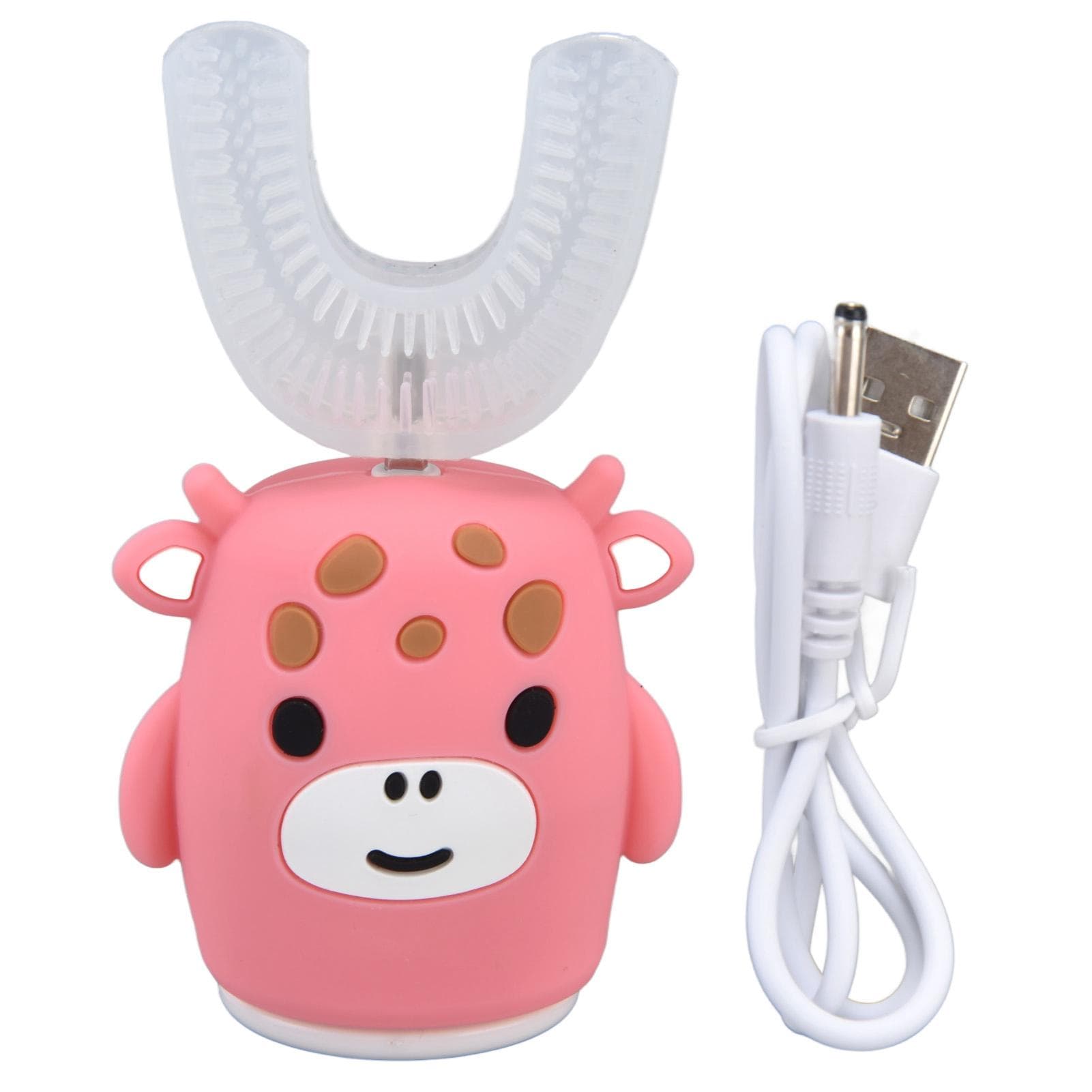 Kids U Shaped Toothbrush Pink Cartoon Electric 360 degrees Tooth Rush Whole Mouth Teeth Cleaning Kids(for 120-140cm)