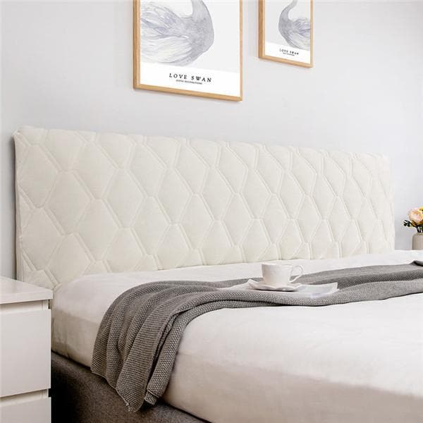 All-inclusive Super Soft Smooth Quilted Head Cover Thicken Velvet Headboard Cover Solid Color Bed Back Dust Protector Cover W190 x H70cm