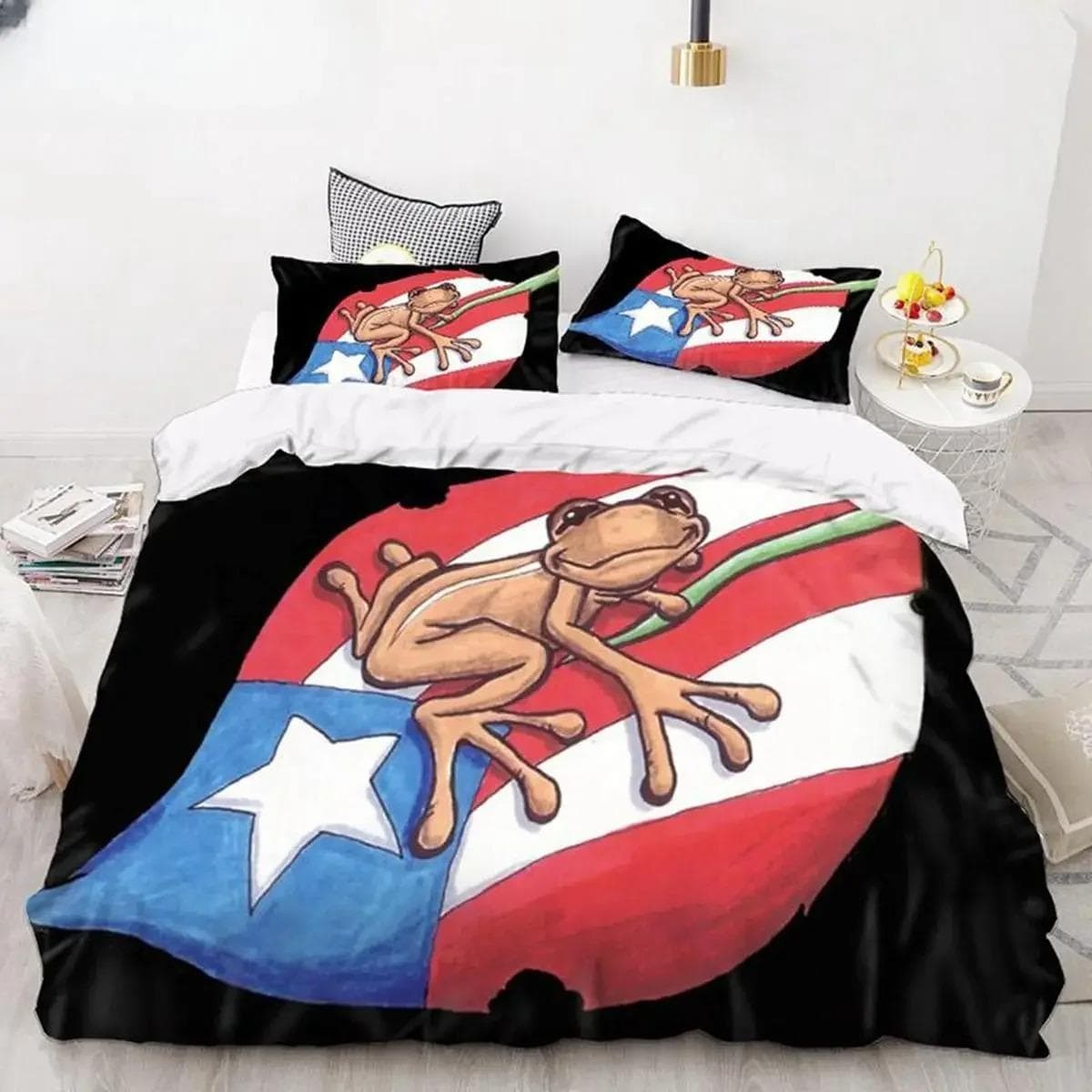 Puerto Rico National Flag Duvet Cover Set Twin Full King Size Gay Rainbow Bedding Set Microfiber Star Love Heart Comforter Cover 140X200cm-2pcs