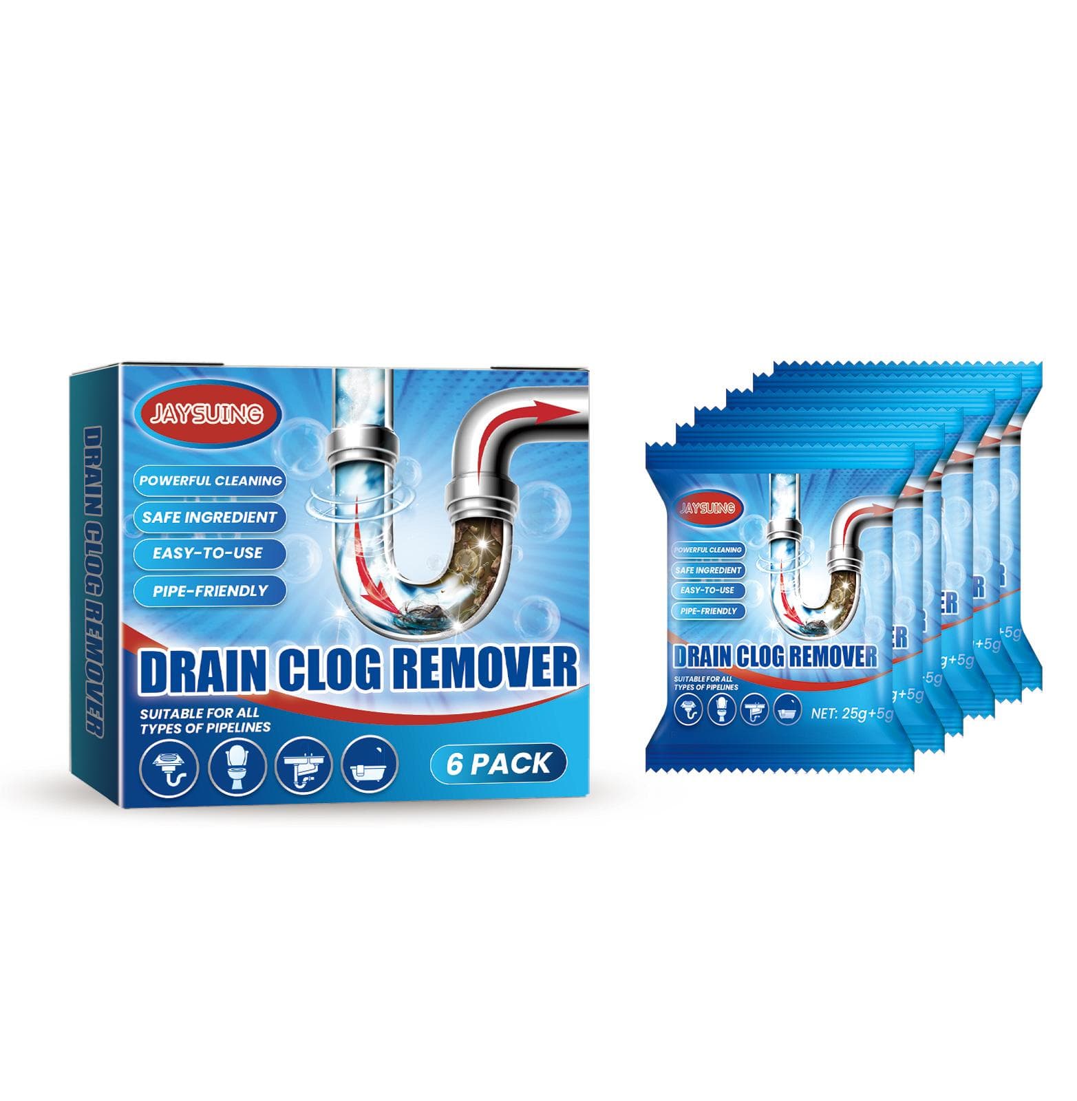Drain Blockage Remove Powder Efficient Breakdown Toilet Kitchen Drain Blockage Dredging Non-Irritating Clean Deodorant Powder United States