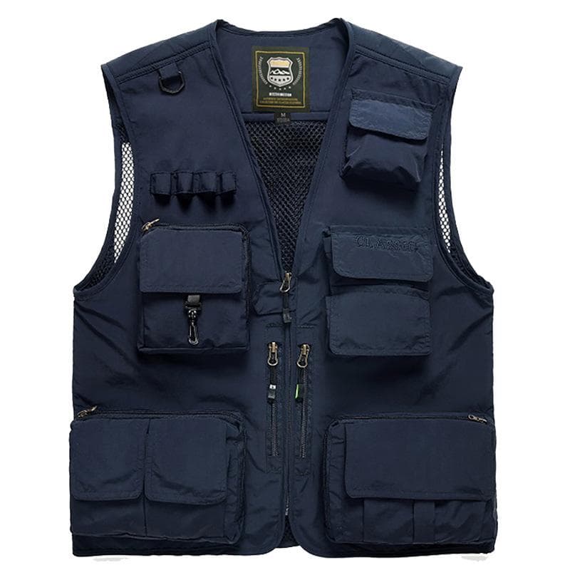 Multi Pocket Fishing Waistcoat Plus Size Men Solid Color Zipper Photography Vest Sleeveless Jacket XL
