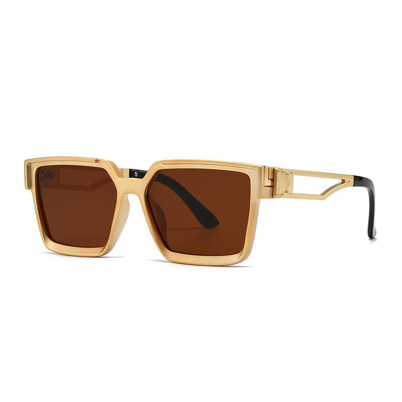 Fashion Vintage Square Gold Sunglasses UV400 Luxury Brand Designer Classic Mirror Shades for Women Men Punk Style