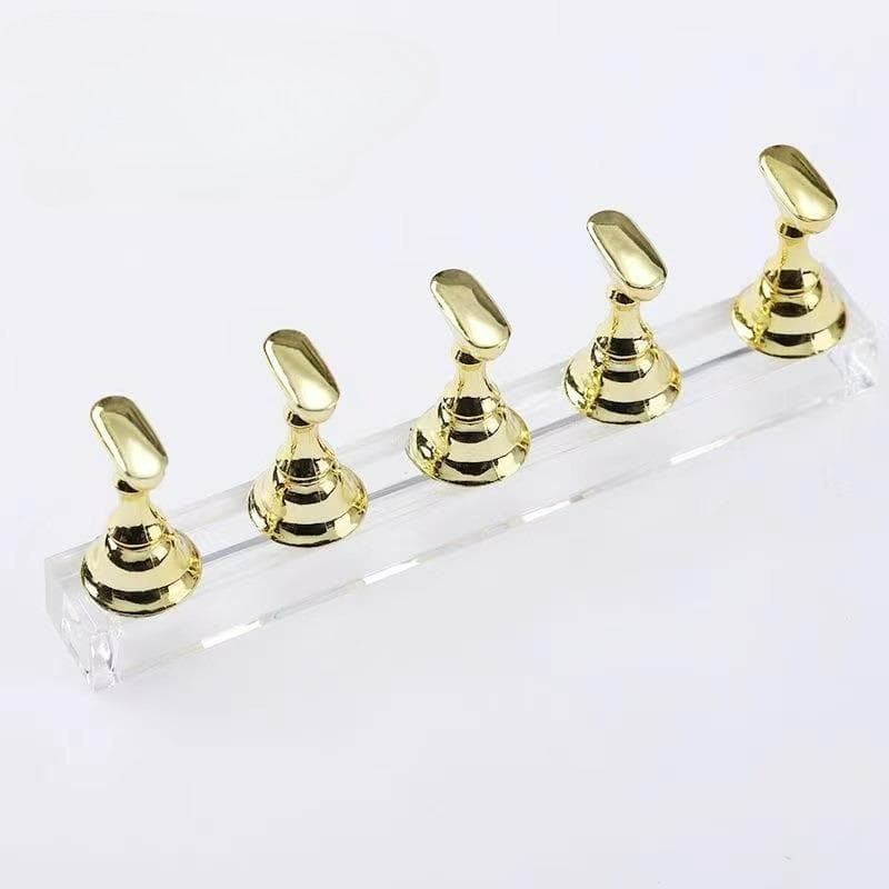 Nail Stand For Press On Nails Display, Magnetic Fake Nails Holder For Painting Nails Practices, Beginner Nail Art Tools For Press On Nails gold