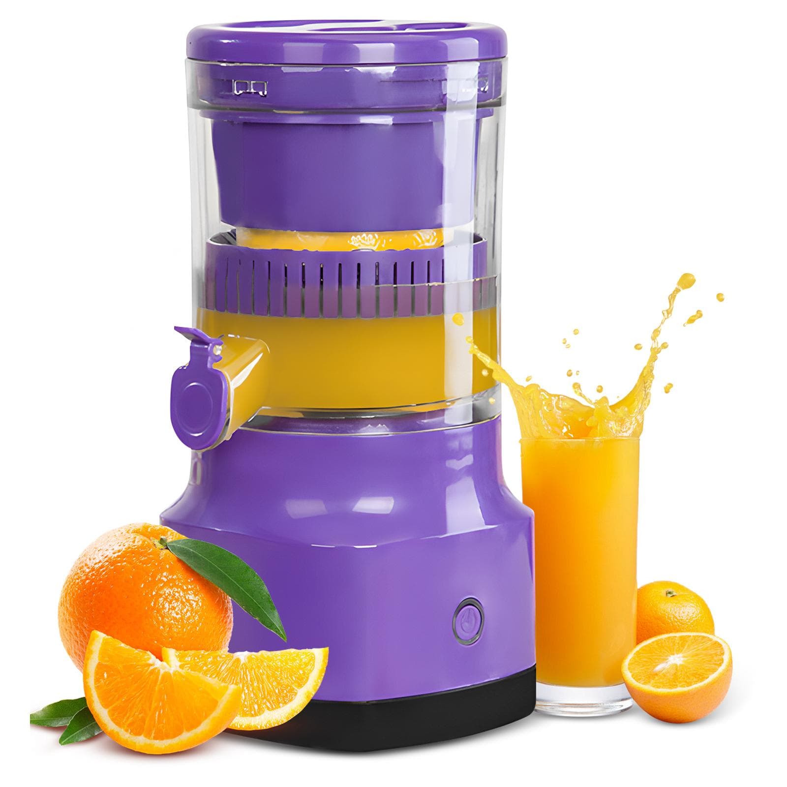 Electric Citrus Juicer USB Rechargeable High Juice Yield Automatic Cordless Orange Juicer Squeezer purple