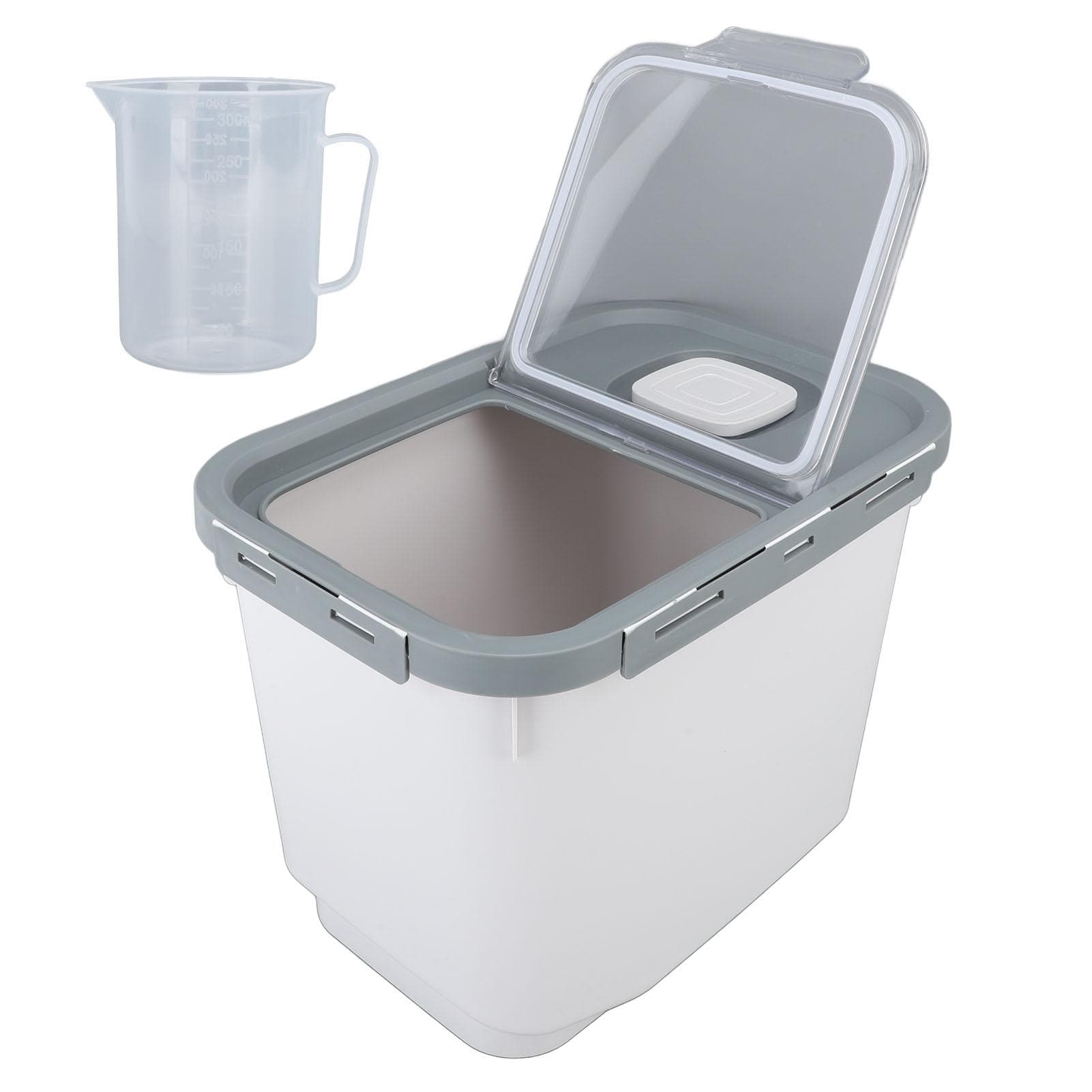 22lb Rice Storage Container Transparent Flip Top Rice Flour Storage Box Airtight Dampproof Large White