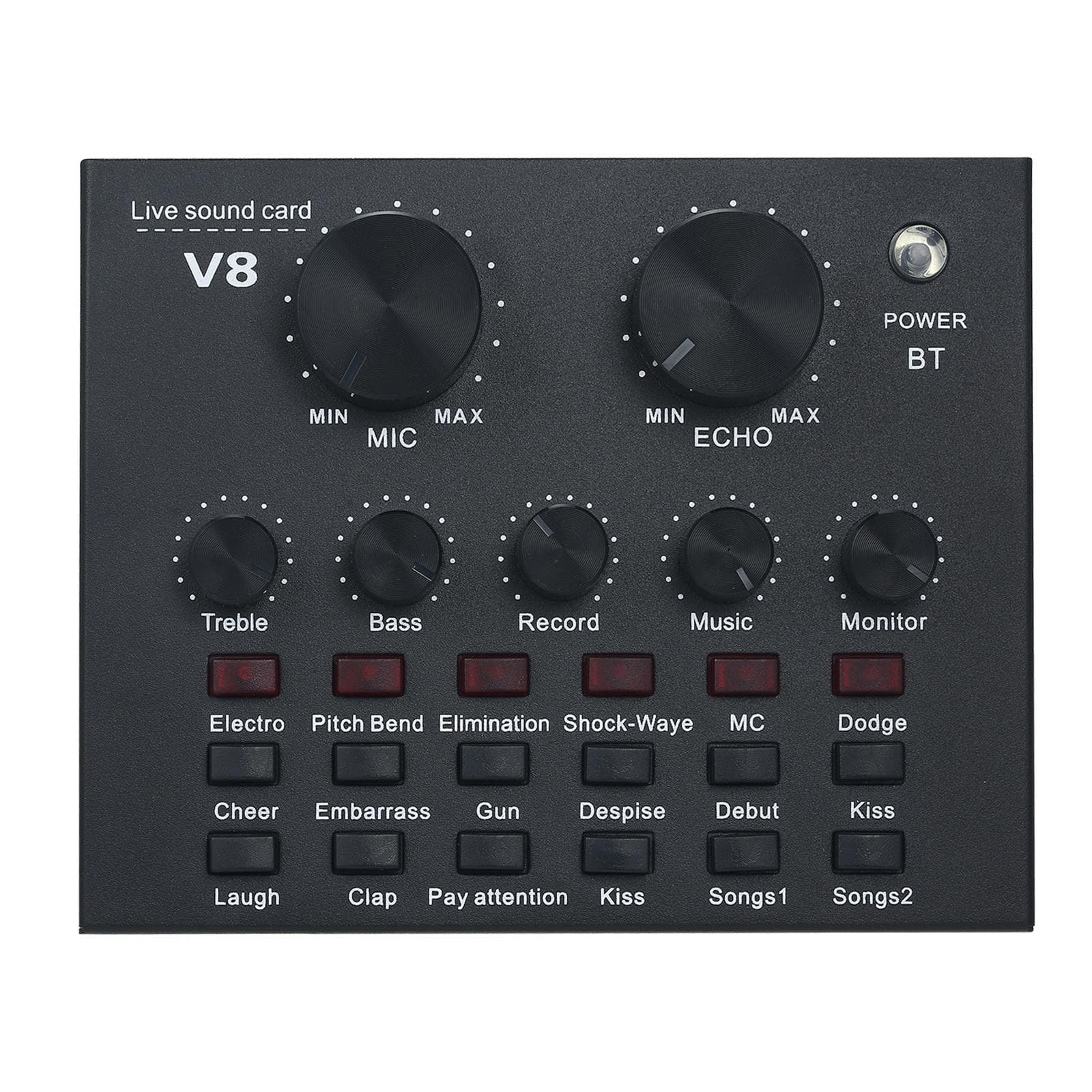 Multifunctional BT Live Sound Card Intelligent Audio Mixer Sound Card for Computers and Mobilephone black