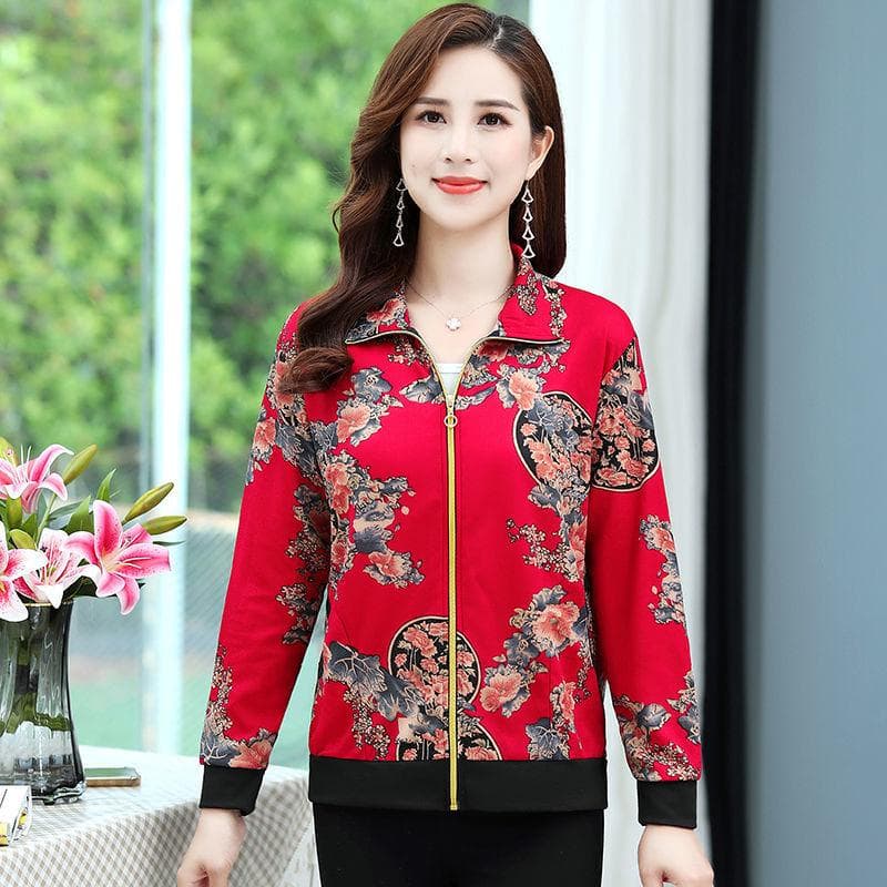 Spring, Autumn and Summer Casual Jacket Women, New Short Thin Loose Cardigan, Mom Women's Zipper Tops Jacket 5XL recommends 140-77.5 kg