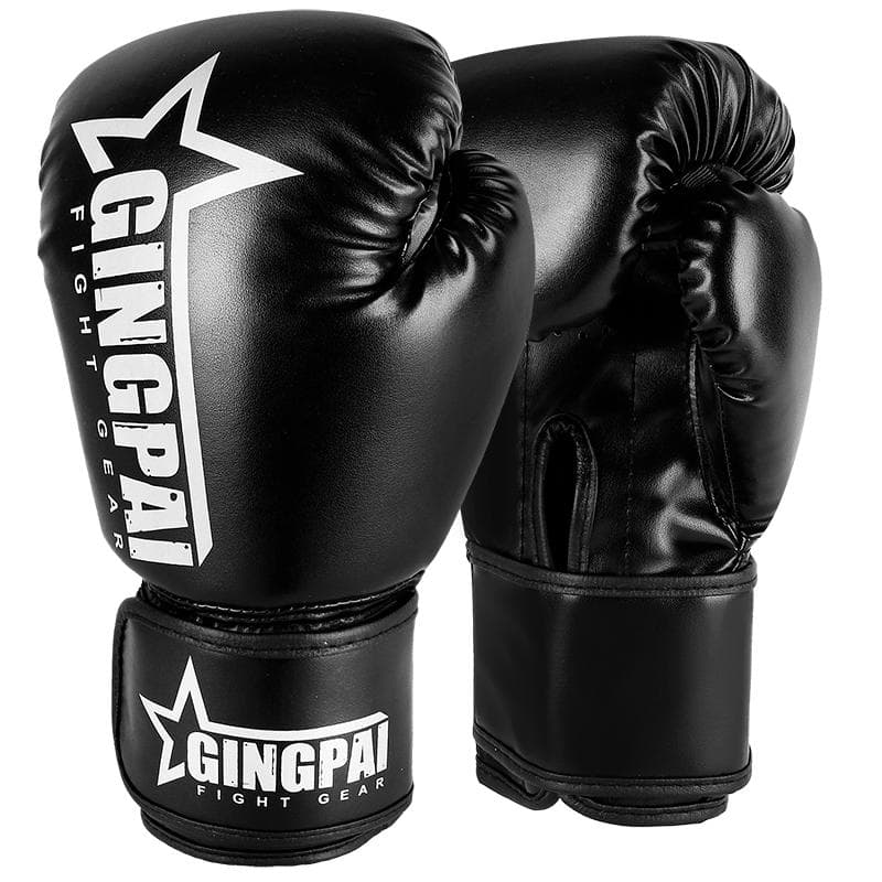 Boxing Gloves For Men Women Pu Leather Muay Thai MMA Training Free Fight Karate Sanda Kids Adults Equipment 6oz black