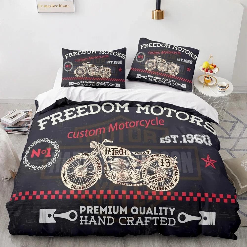 New Classic motorcycle Bedding Set Single Twin Full Queen King Size knight Bed Set Adult Kid Bedroom Duvet cover Sets 3D Print 70x133cm 2pcs