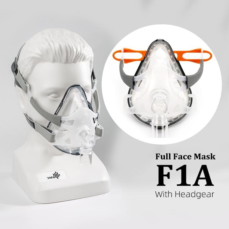 BMC F1A Full Face Mask CPAP Auto CPAP BiPAP Mask Wish Headgear for Sleep Apnea Snoring People M