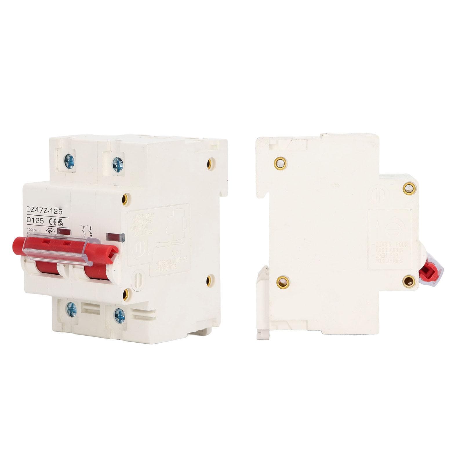 DC Circuit Breaker Short Circuit Protection Rail Installation PV Circuit Breaker 2P 1000V 125A Red