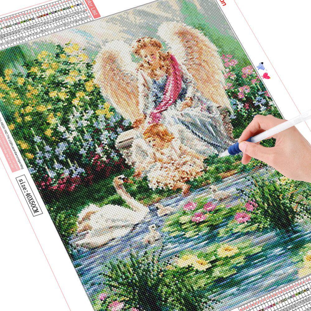 Diamond Painting Full Round Angel Decor for Home Decoration Accessories Mosaic Flower Diamond Art 20X30CM