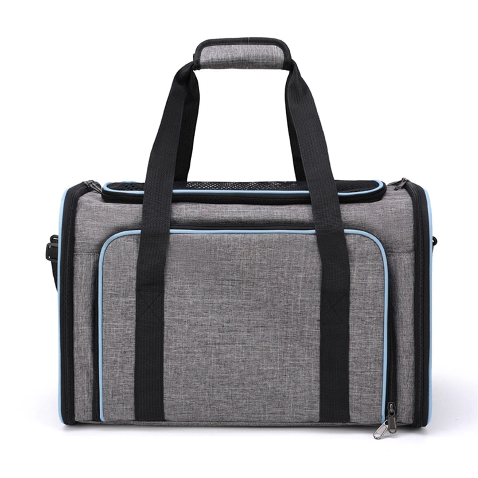 Cat Carrier Outdoor Portable Handheld Pet Bag Foldable Expandable Pet Backpack Breathable Cat Crate L blue/grey