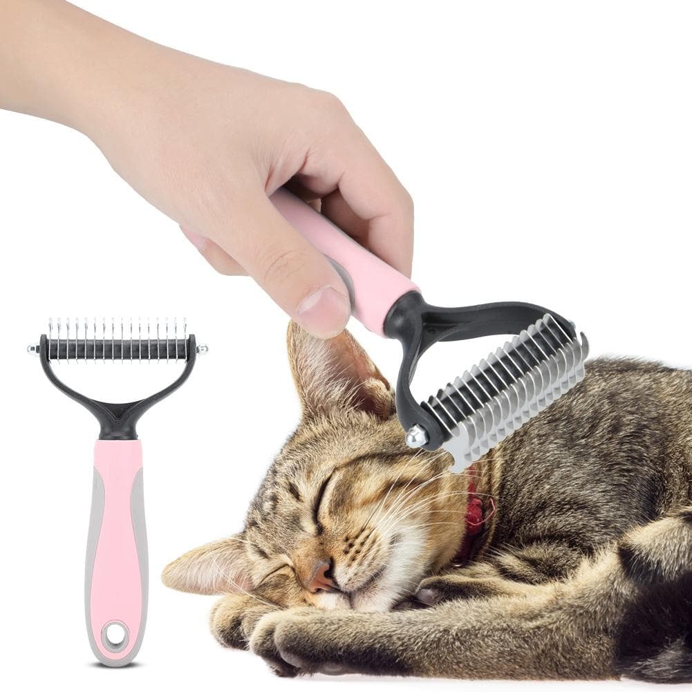 Pet Dog Cat Fur Hair Knot Cutter Rake Hair Removal Comb Brush Grooming Tool Large pink