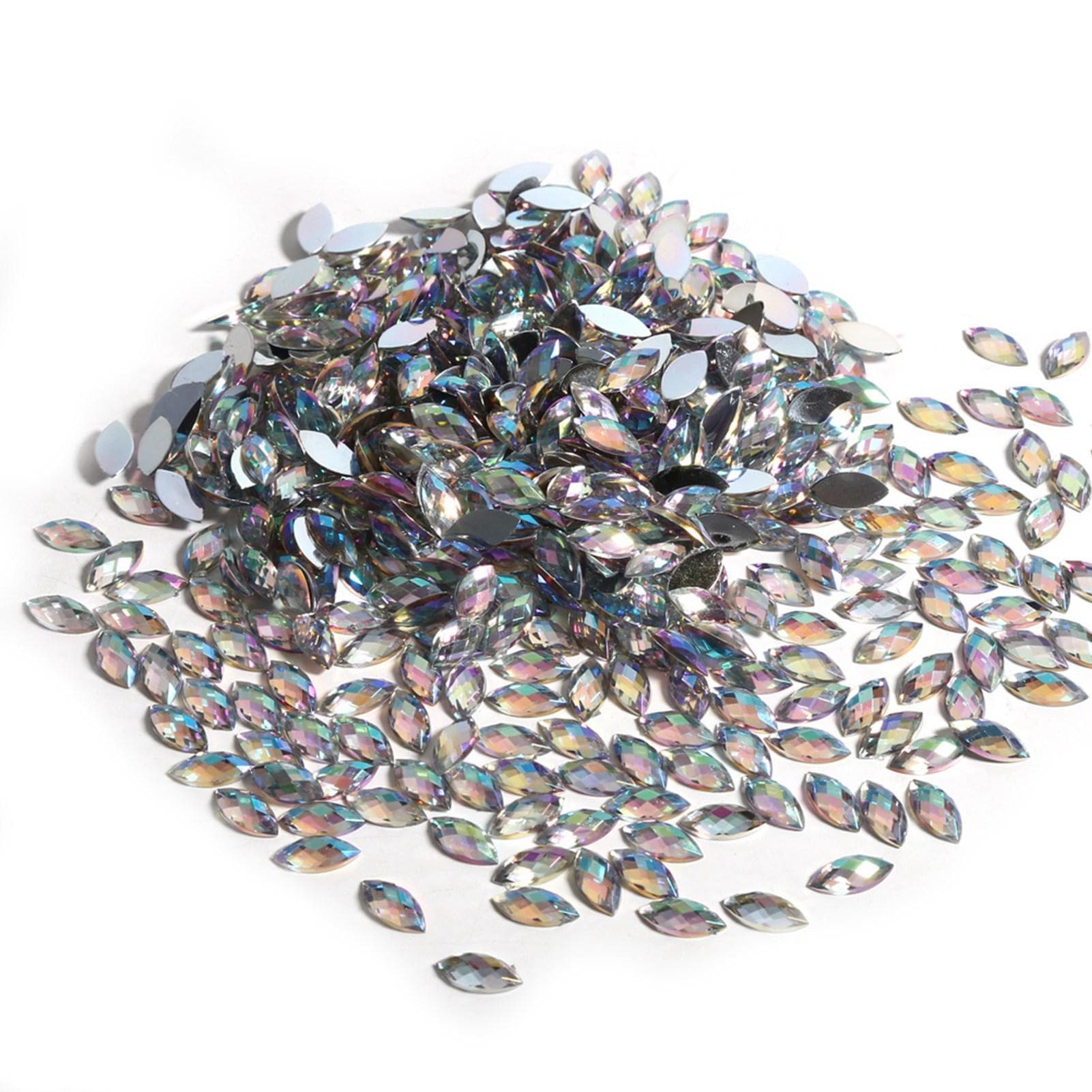 Colorful Horse Eye Shape Acrylic Rhinestones Flat Back Art Accessories(Light Blue)