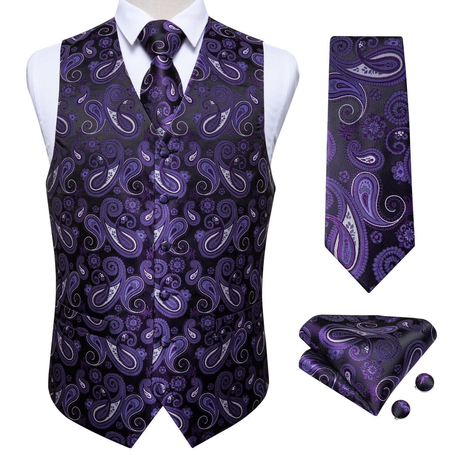 Dibangu Mens Yellow Paisley Vest Suit Waistcoat Hanky Cufflinks Tie Set Wedding 3XL