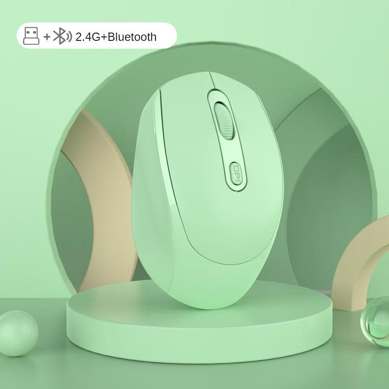 2.4GHz Wireless Mouse Bluetooth 5.2 Optical Mice with Receiver RGB 1600DPI 4 Buttons Silent Mouse USB Rechargeable Game Mice for Computer Laptop PC green
