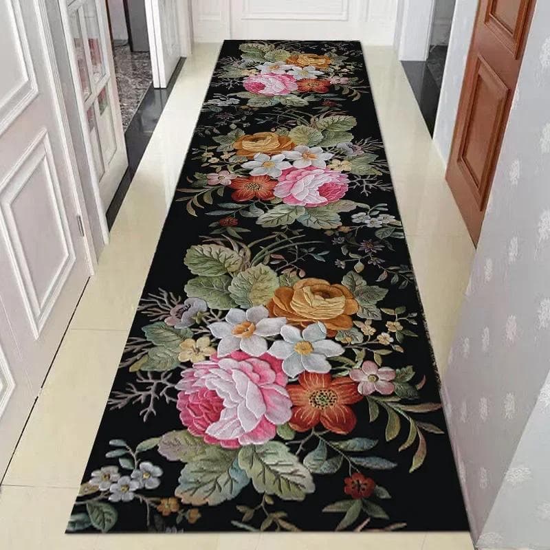 Luxury Corridor Long Carpets For Runner Hallway Blue Gold Jacquard Rug Living Room Hotel Stairway Mat Nonslip Home Kitchen Rug Customized size