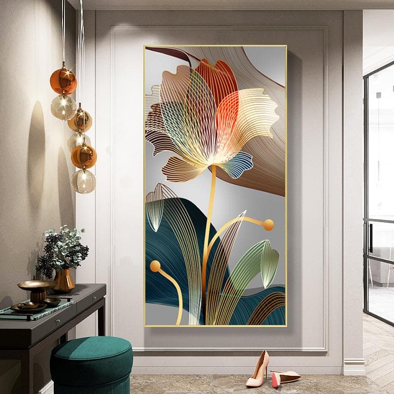 1Pcs Abstract Flowers Canvas Painting, Home Decorative Posters, Modern Minimalist Print Flower Art Pictures For Living Room, Bedroom 55x120cm No Frame