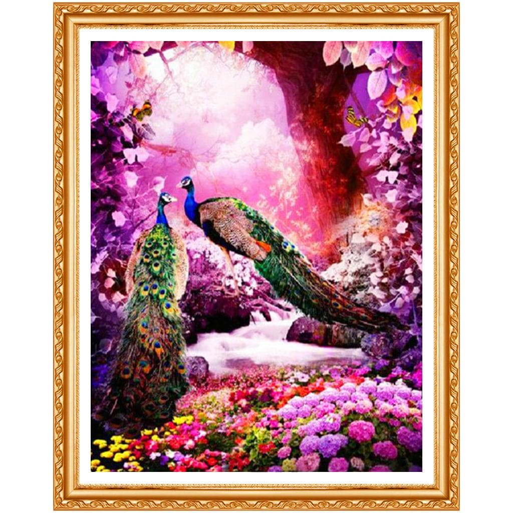 Embroidery Peacock Lover Diy Diamond Painting 3D Diamond Round Full Drill Paintings Home Decor 20X30CM