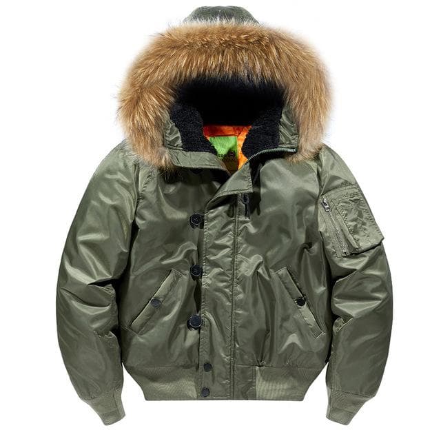Fur Collar Hooded Coat Military Fur Hood Warm Tactical Bomber Jackets Warm Windproof Flight Pilot Jacket Thickened Air Force Jacket for Men XXL