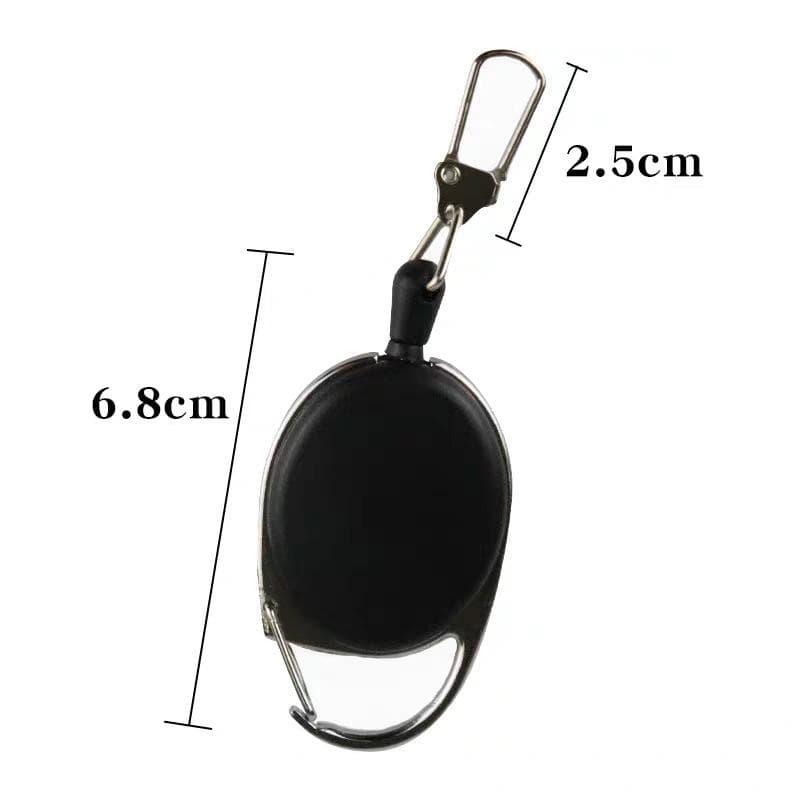 Keychain key chain holder keyring key ring retract pull belt rope cord reel recoil badge lanyard clip multitool multi tool black
