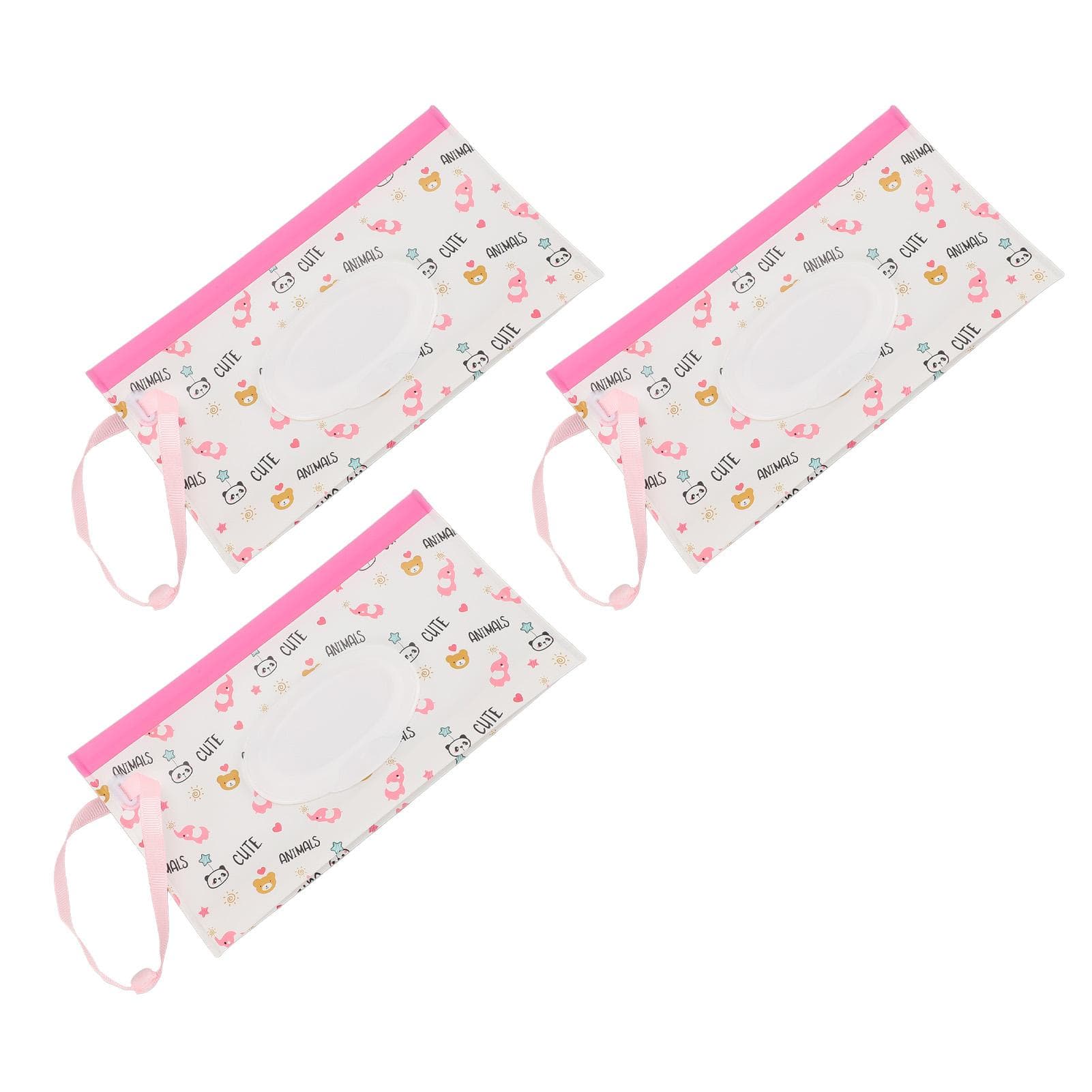 3 Pack Baby Wipes Dispenser with Flip Open Lid Carrying Loop Refillable Lightweight Container