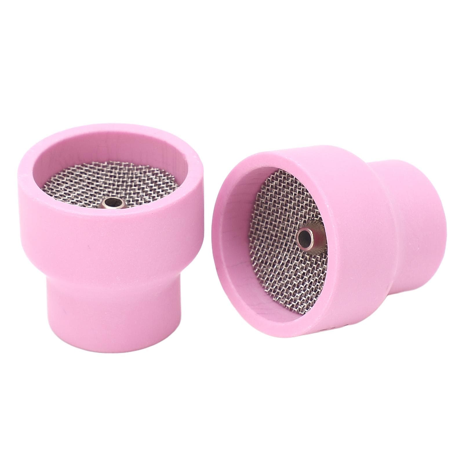 2 Pcs Ceramic Welding Cup Center Hole ID 2.4mm TIG Welding Cup with Stainless Steel Filter for WP 9