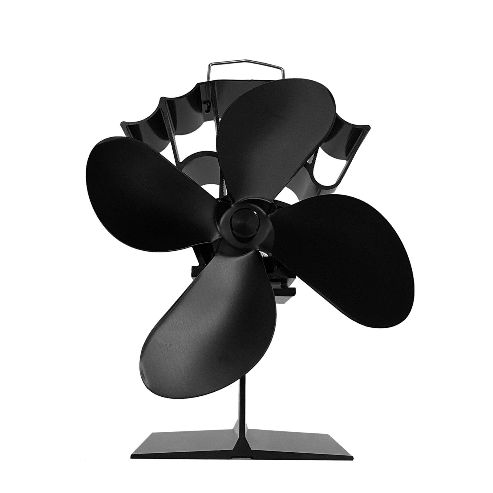 4 Blades Heat Powered Stove Fan Ultra Quiet Fireplace Wood Burning Eco Fan for Efficient Heat black