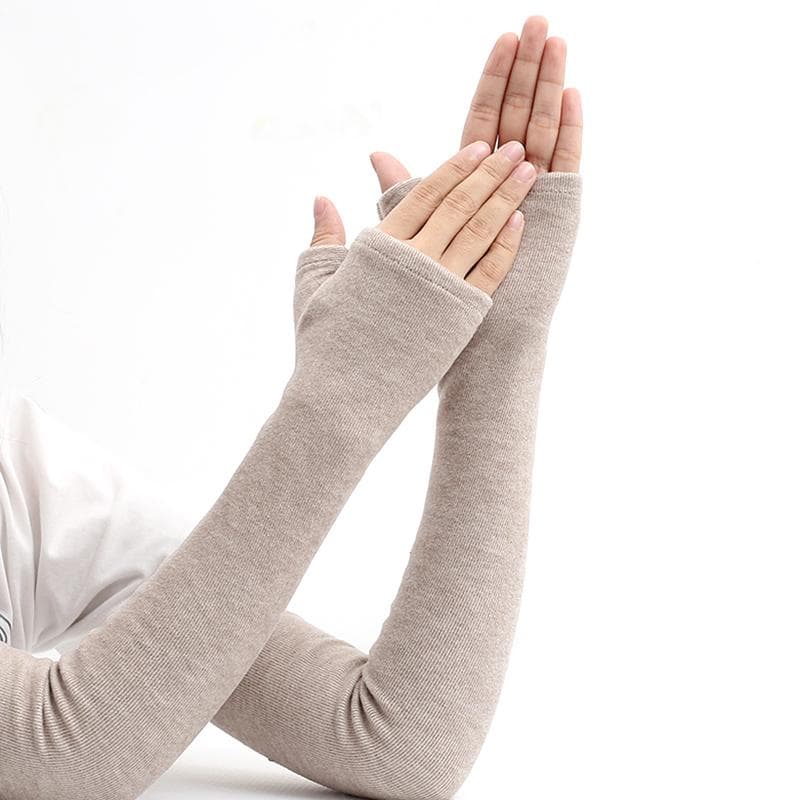 Cashmere Warm Cuff For Women Lengthened Arm Cuff For Autumn Winter Sleeve Outdoor Keep Warm khaki