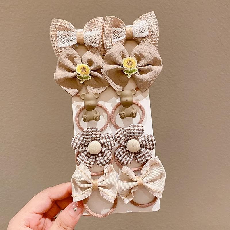 10Pcs/Set Baby Cartoon Hair Band Girls Cute Bowknot Hair Ties Elastic Rubber Bands Headbands Kids Hair Accessories