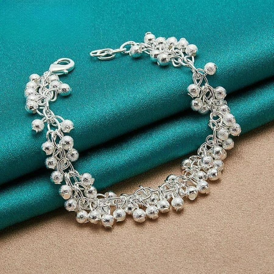 Silver Color Frosted Bead Bracelet Fashion Wedding Jewelry silver