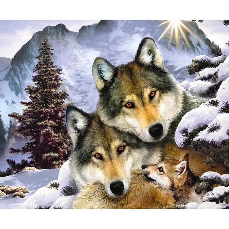 5D DIY Diamond Embroidery Wolf Family In The Snow Animal Diamond Painting Cross Stitch 50X70CM