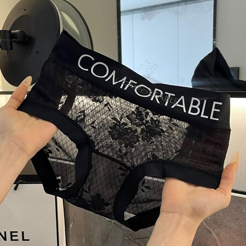 Summer Thin Hollow Out Seamless Briefs Comfortable Women's Panties Low-rise Underwear Solid Color Girl's Briefs Lingerie L black