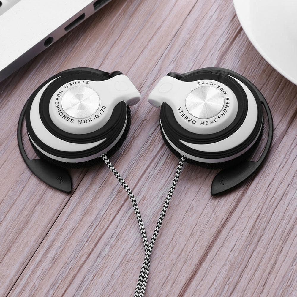 3.5mm Wired Gaming Headset On-Ear Sports Headphones Ear-hook Music Earphones for Smartphones Tablet white