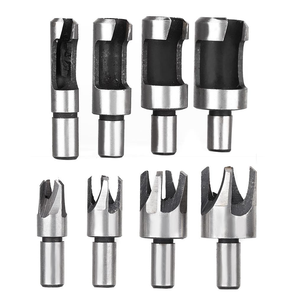 8pcs / set Carbon Steel Wood Plug Cutter 10mm Round Shank Drill Bit Accessory