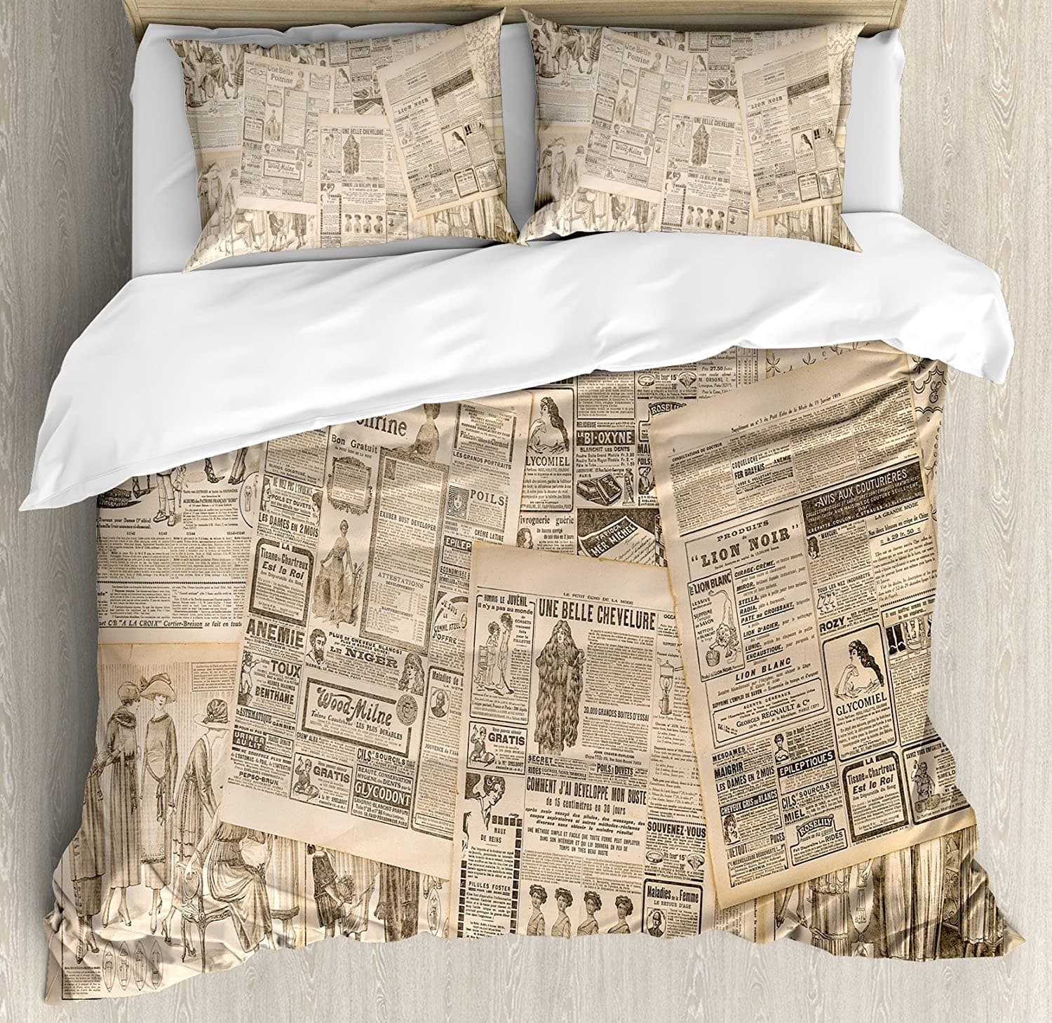 Tea Party Bedding Set For Bedroom Bed Home London Newspaper Inspired Background with Grung Duvet Cover Quilt Cover Pillowcase EU single(135x200cm)