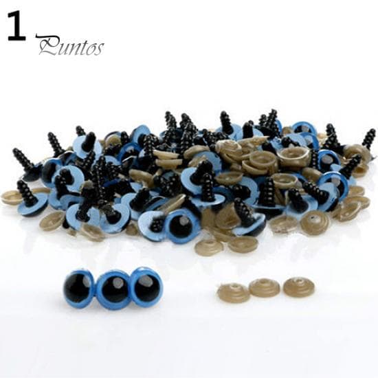 100 Pcs 8-20mm Plastic Safety Eyes for Teddy Bear Doll Animal Puppet Craft DIY 10mm blue