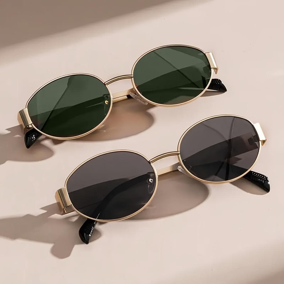 1/2pcs Summer Women's Fashion Glasses Retro Oval Frame Unisex Trendy Eyewear Decorative Metal Frame Stylish Accessory