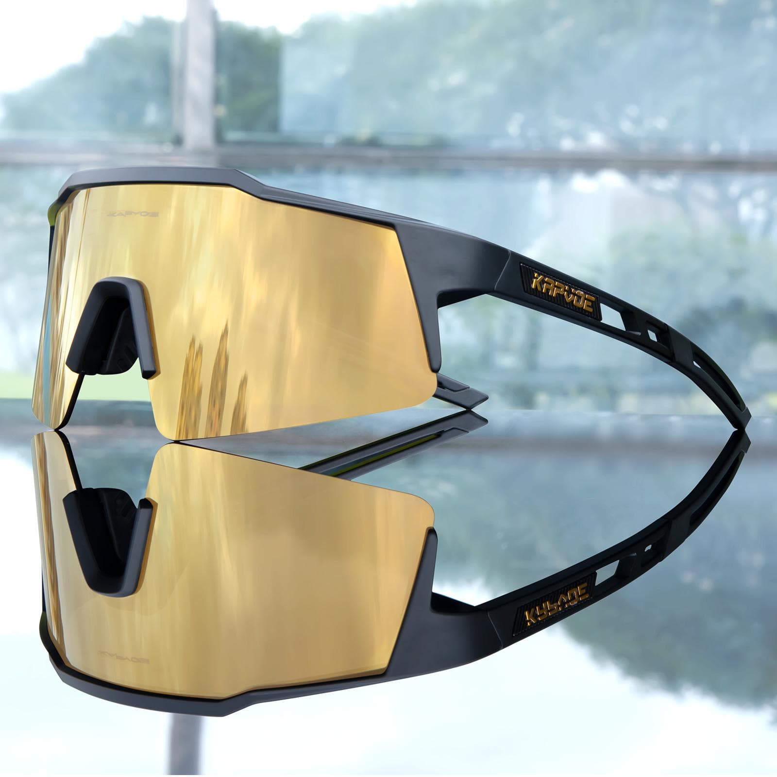 Kapvoe UV400 Cycling Sunglasses MTB Bike Glasses for Men Women Outdoor Sports Eyewear 1LENS