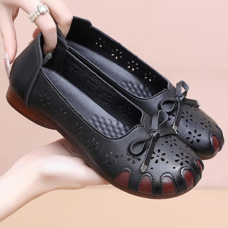 Women`s Sandals Fashion Casual Covered Toe Hollow Out Breathable Thick Sole Single Shoes Lazy Shoes Flower Shoes Flat Shoes 35 black