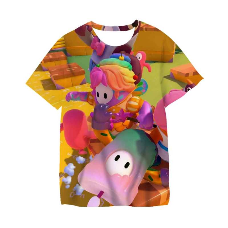 Games Fall Guys T Shirt For 3 to 14 Ys Kids Clothes Baby Boys T-shirt Kid Girls Tops Tee Children Clothing Boy T-shirts 120