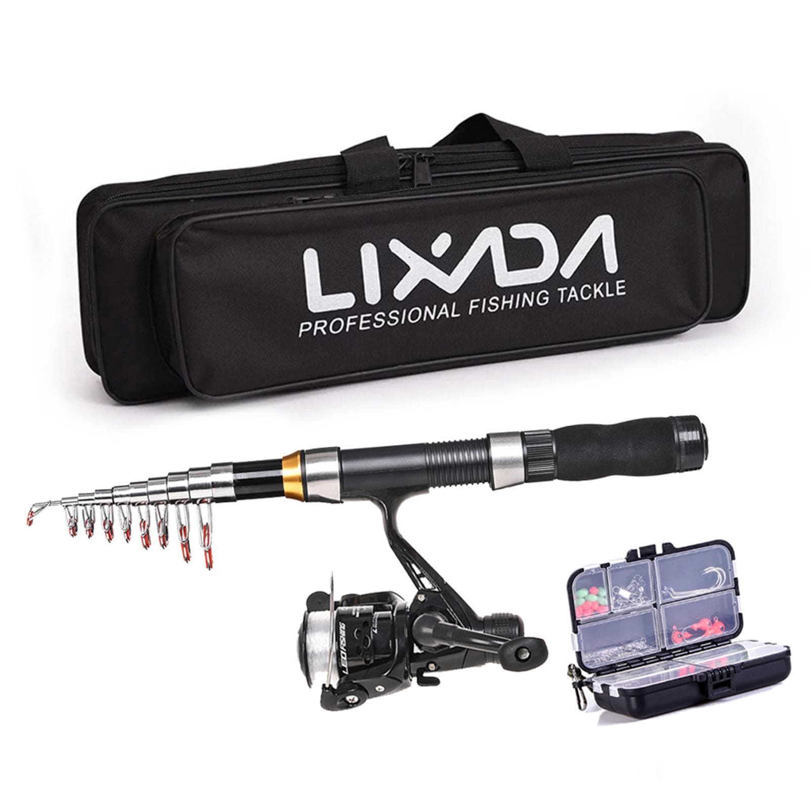 Lixada Fishing Rod Reel Combo Full Kit 2.1m/2.3m Telescopic Fishing Rod Spinning Reel Set with 2.1m rod