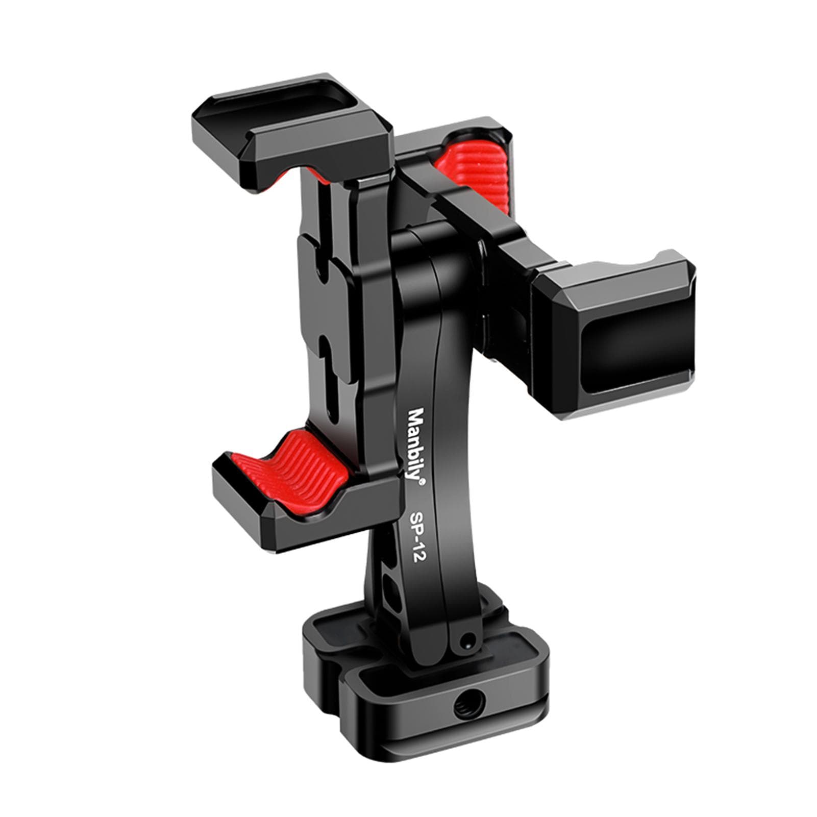 Portable Phone Tripod Mount Metal Phone Mount for Tripod with Dual Phone Holder Cold Shoe Mounts black