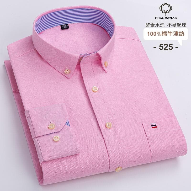 100% Cotton Oxford Men's Shirts Long Sleeves Plaid Soft Regular Fit Formal Dress Shirt Pocket Social Blouse Male Clothes S-7XL S
